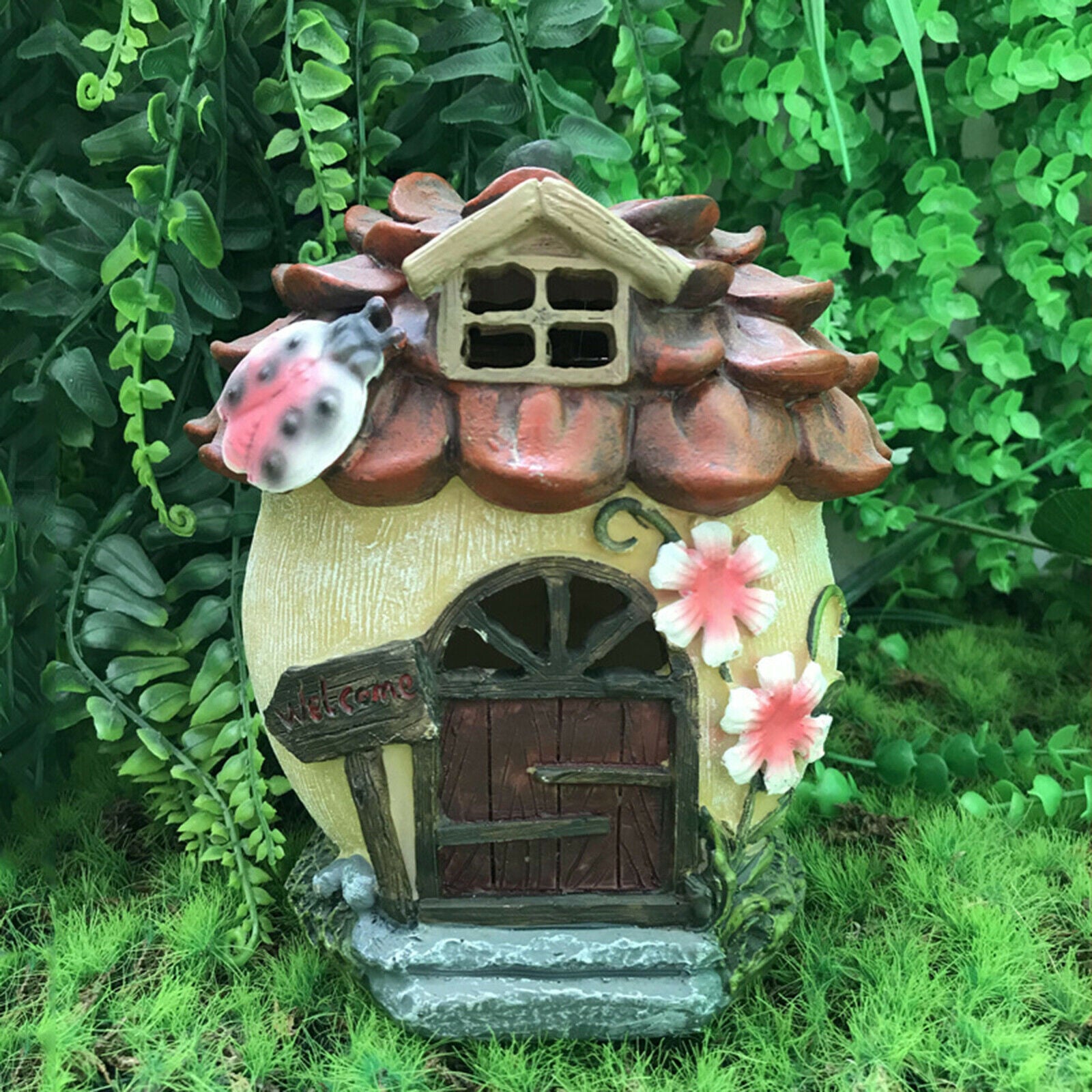Handmade Solar Garden Statue Outdoor Lawn LED Light Sculpture Decoration