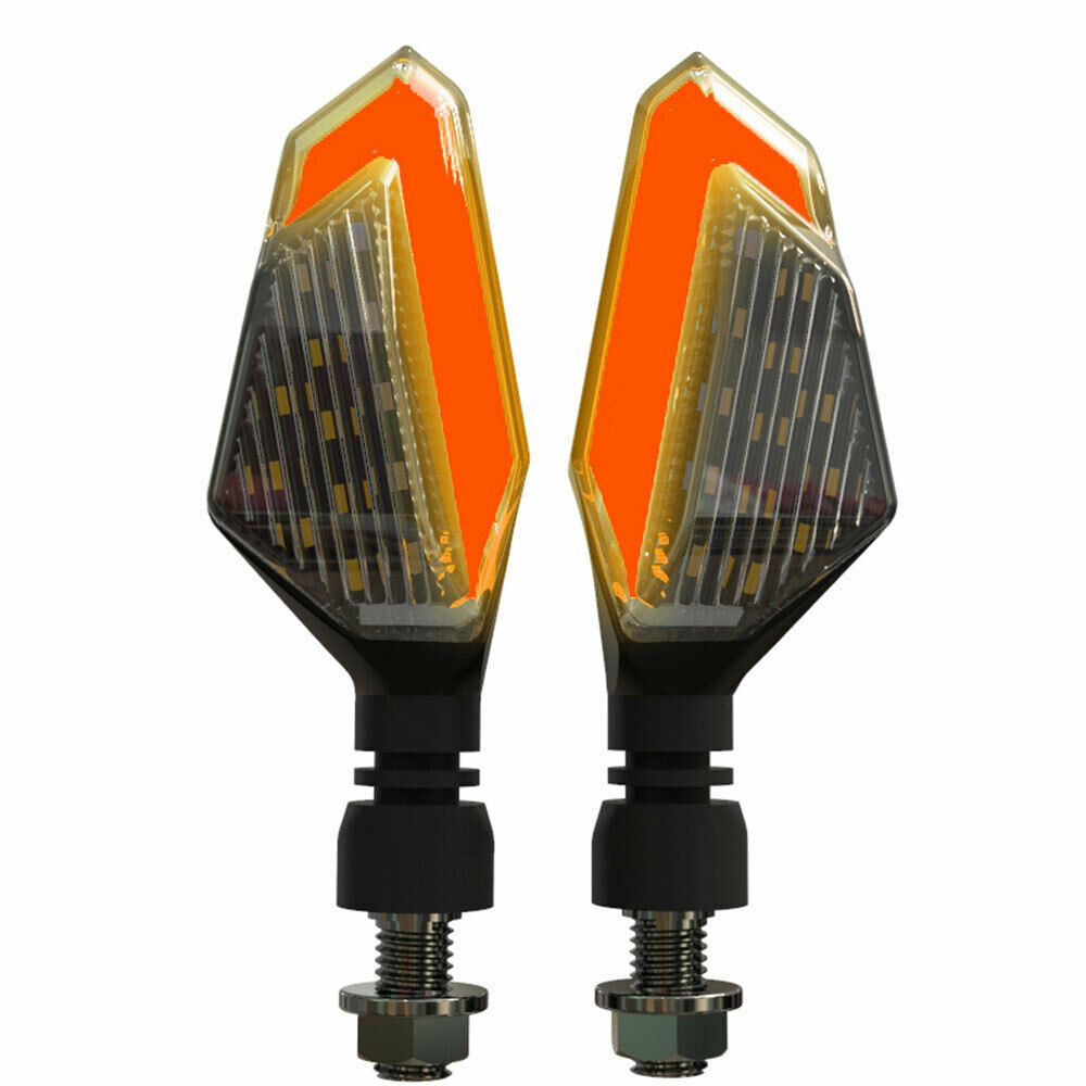 2X Motorcycle Indicators Flowing LED Turn Signal Lights Front Rear Universal 12V