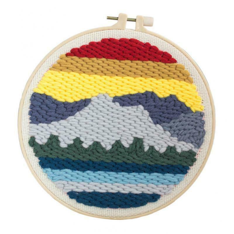 2x Punch Needle Embroidery Kits Soft Yarn for Beginners DIY Needlework