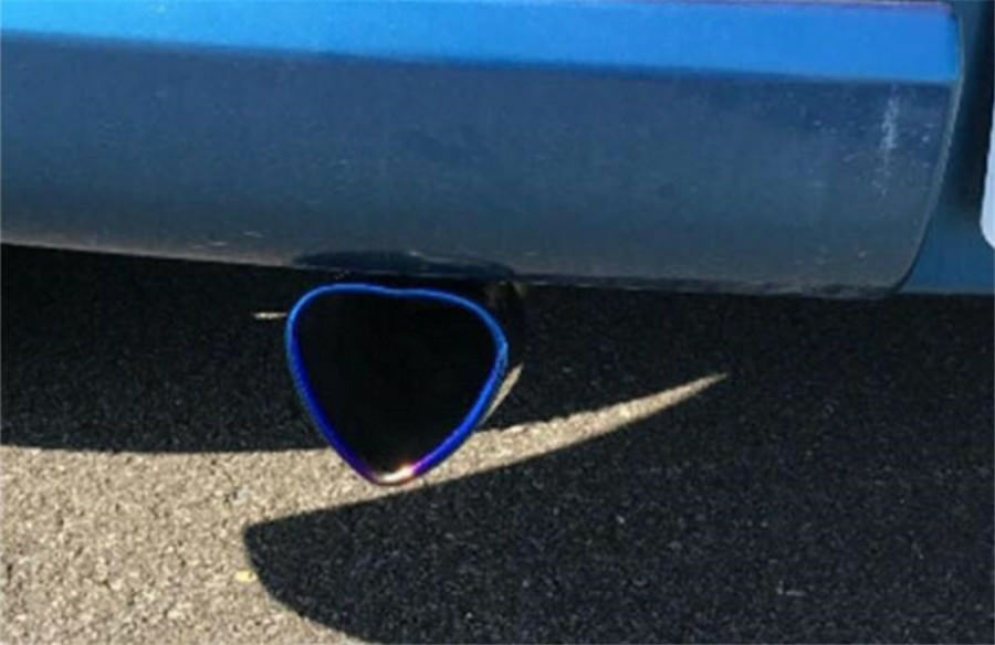 Universal 63mm Inlet Burn Heart Shaped Exhaust Pipe Muffler Tip For Car Vehicles