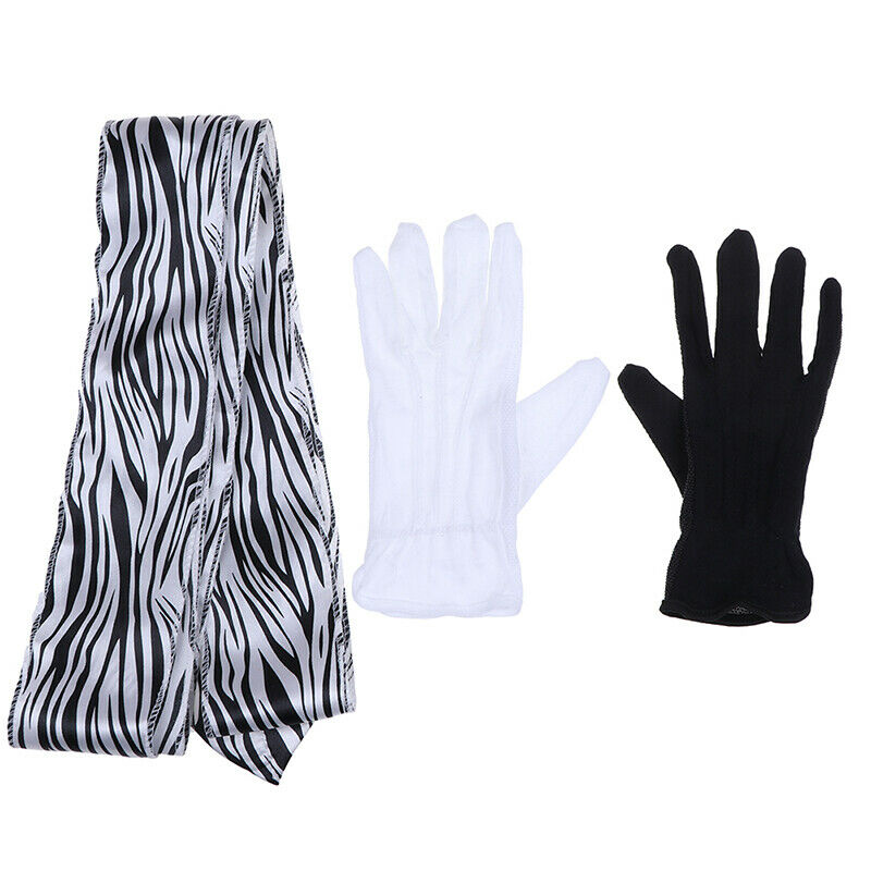 Black White Gloves To Stripe Silk Scarf Magic Tricks Magic Props ToysJCAU.l8