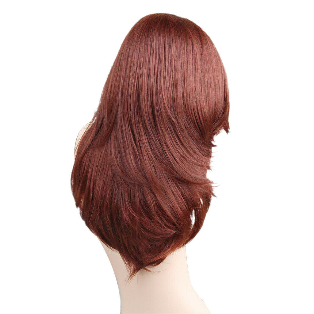Female Red Long Wig Women Naturally Curled Straight Wigs Synthetic Synthetic