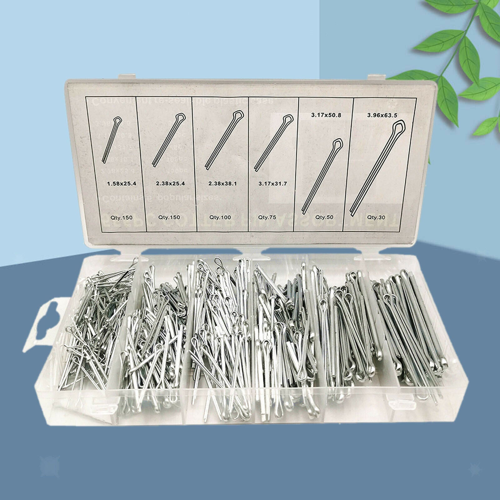 555-Piece 6 Sizes Cotter Pin Assortment Set Heavy Duty Accessories Premium