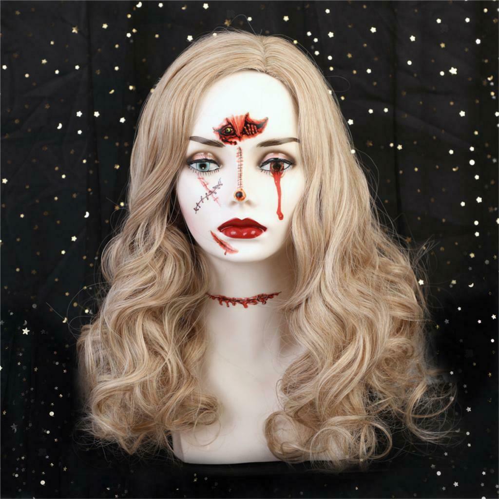 18'' Women Golden Heat Resistant Synthetic Fibre Long Curly Hair Full Wig