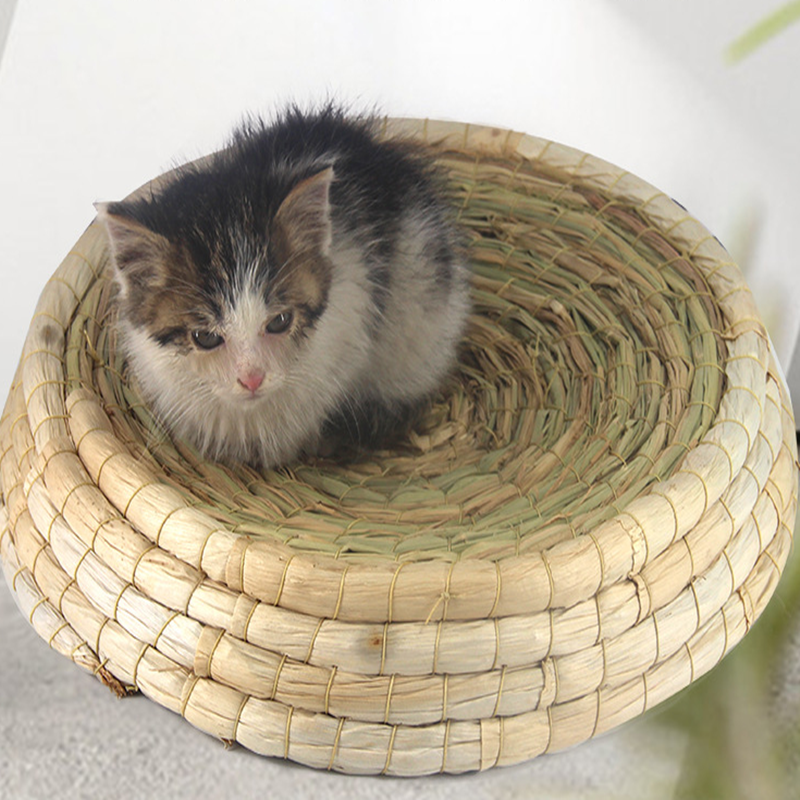 Pet Cat Nest Dry Grass Corn Husk Pole Fragrance Bird Dove Rabbit Hamster Mat