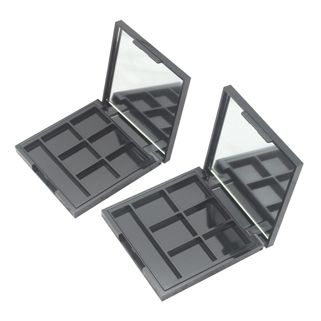 2Pcs Empty Black Eyeshadow Palette Tray Eye Shadow Powder Case Organizer