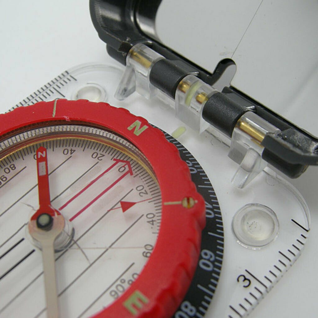 1xSturdy Acrylic Ruler Magnifier Mirror Compass Lanyard Waterproof Pocket Size