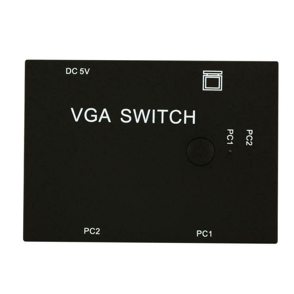 1 Monitor to 2 PC 2-port SVGA VGA Manual Sharing Switch Switcher Box Selector