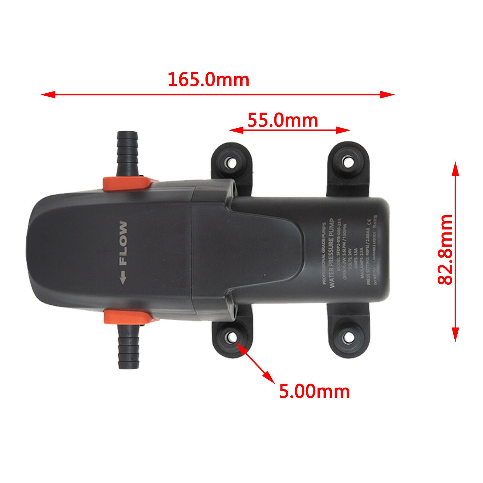 Water 12V/23A 1.5GPM 40PSI Self Priming for RV Boat Yacht High Performance