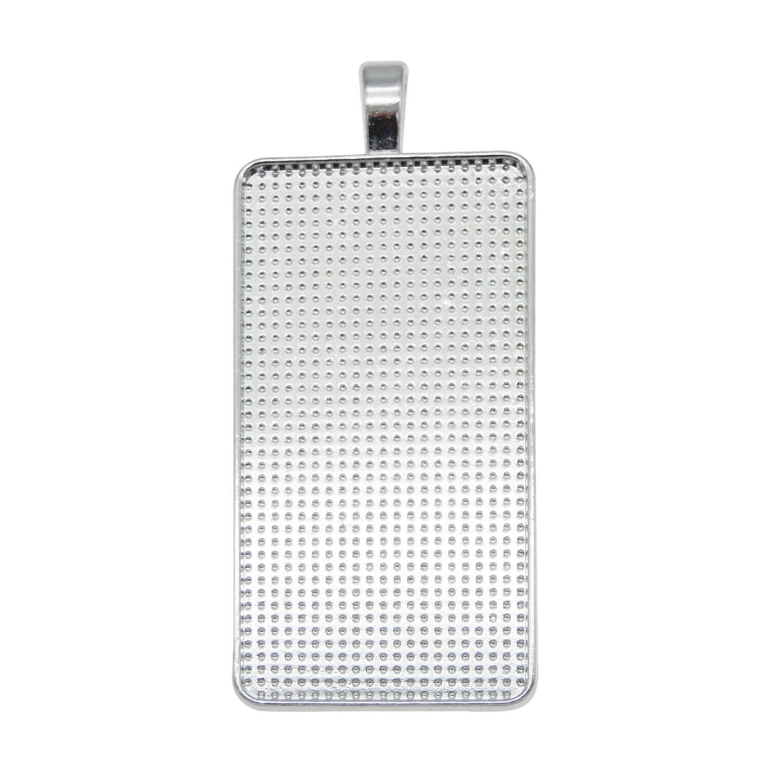 5PC 50x25mm Rectangle Alloy Blank Bezel Base Setting Charms Pendant DIY Findings