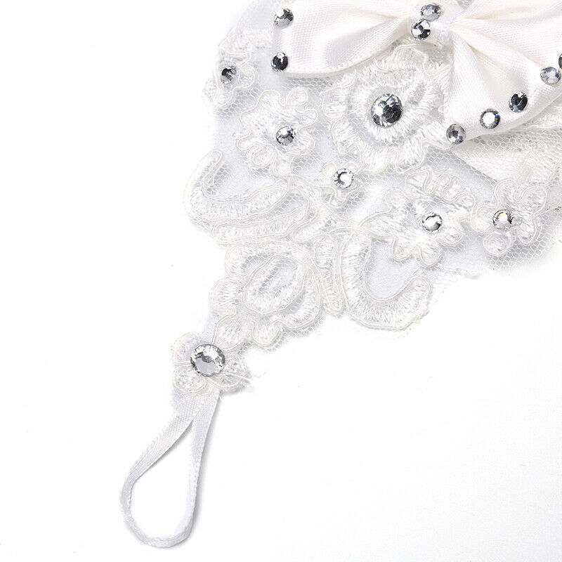 Short Lace Floral Rhinestone Bowknot Fingerless Wedding Party Bridal Glov.l8