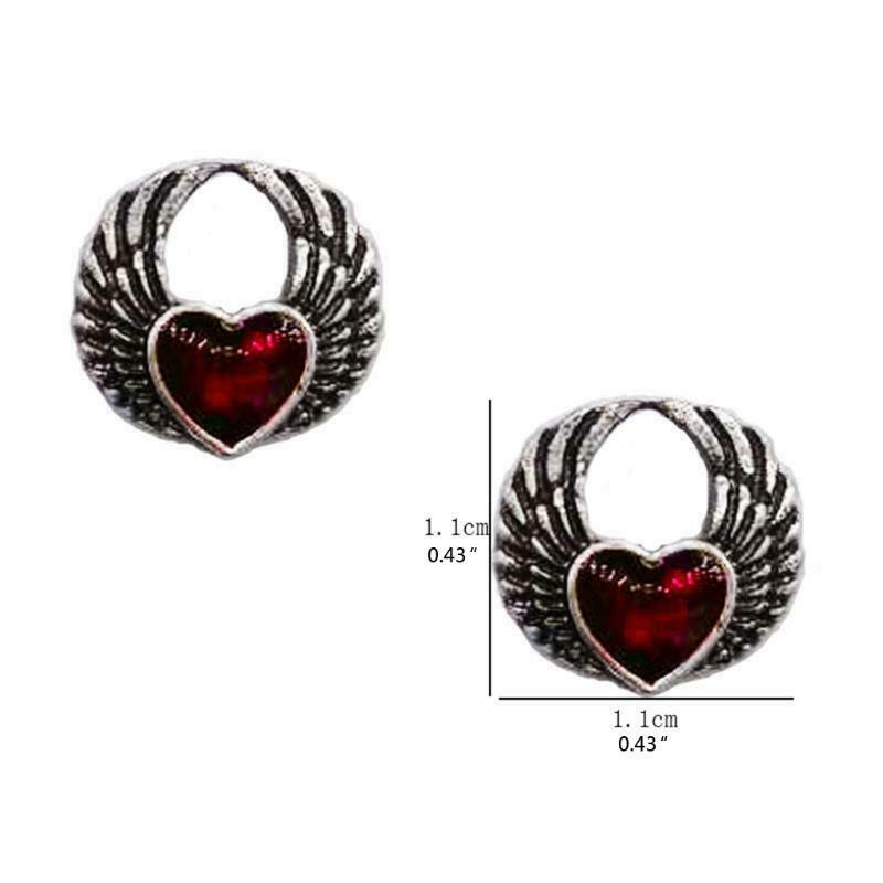 Retro Red Heart Wing Stud Earrings Gothic Red Blood Heart Earrings for Women