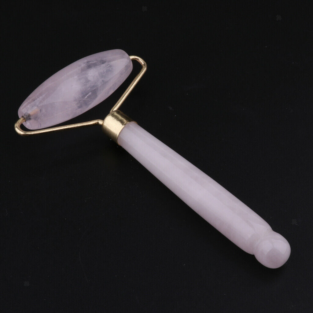 Natural Jade Facial Roller Wheel Massager Relax Beauty Massage Tool Pink