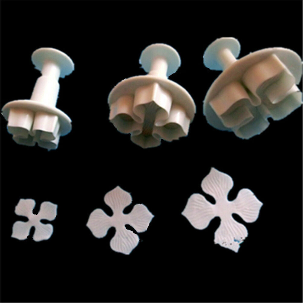 3pcs DIY Bakeware Flower Plunger Cutter Mold Embossed Stamp Fondant CakeC.l8