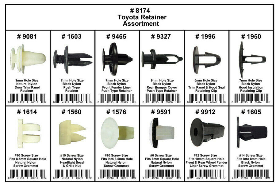 146X Clips Door Trim Panel Retainer Nylon Screw Grommet Hood Bumper Fender Clip