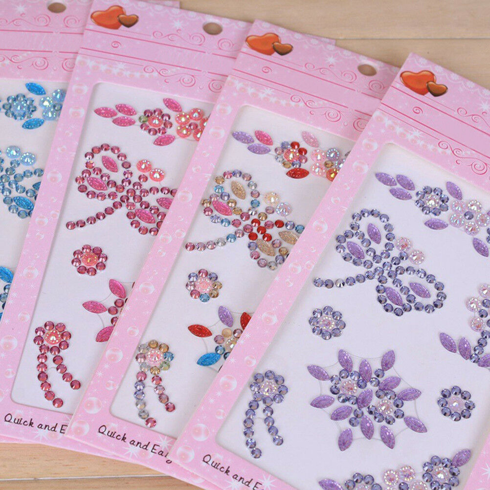 2x Random Self Adhesive Glitter Rhinestone Crystal Stickers Diamond Gem De.l8