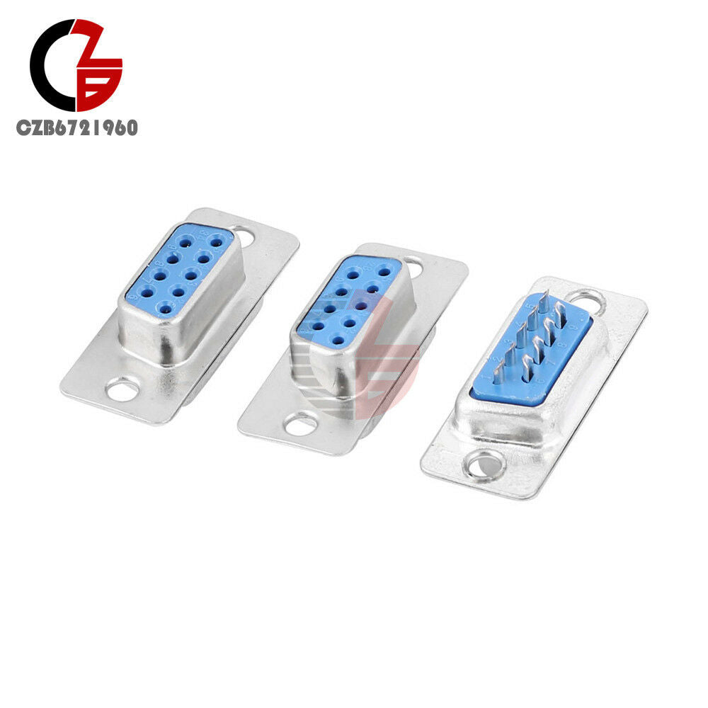 10PCS DB9 9 Pin Female Plug Connector RS232 VGA 2 Rows Solder Type Straight