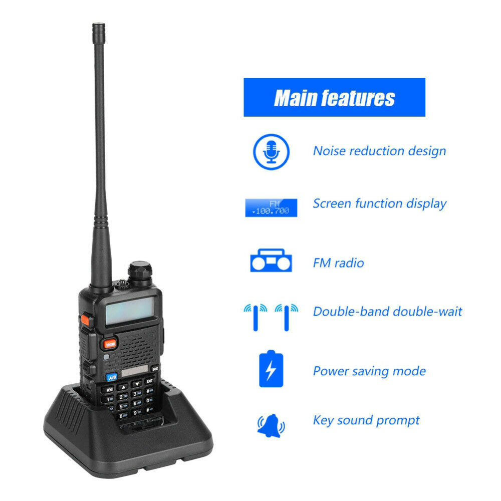 100-240V UV-5R Walkie Talkie FM Transceiver Dual-Band Two-way Radio US