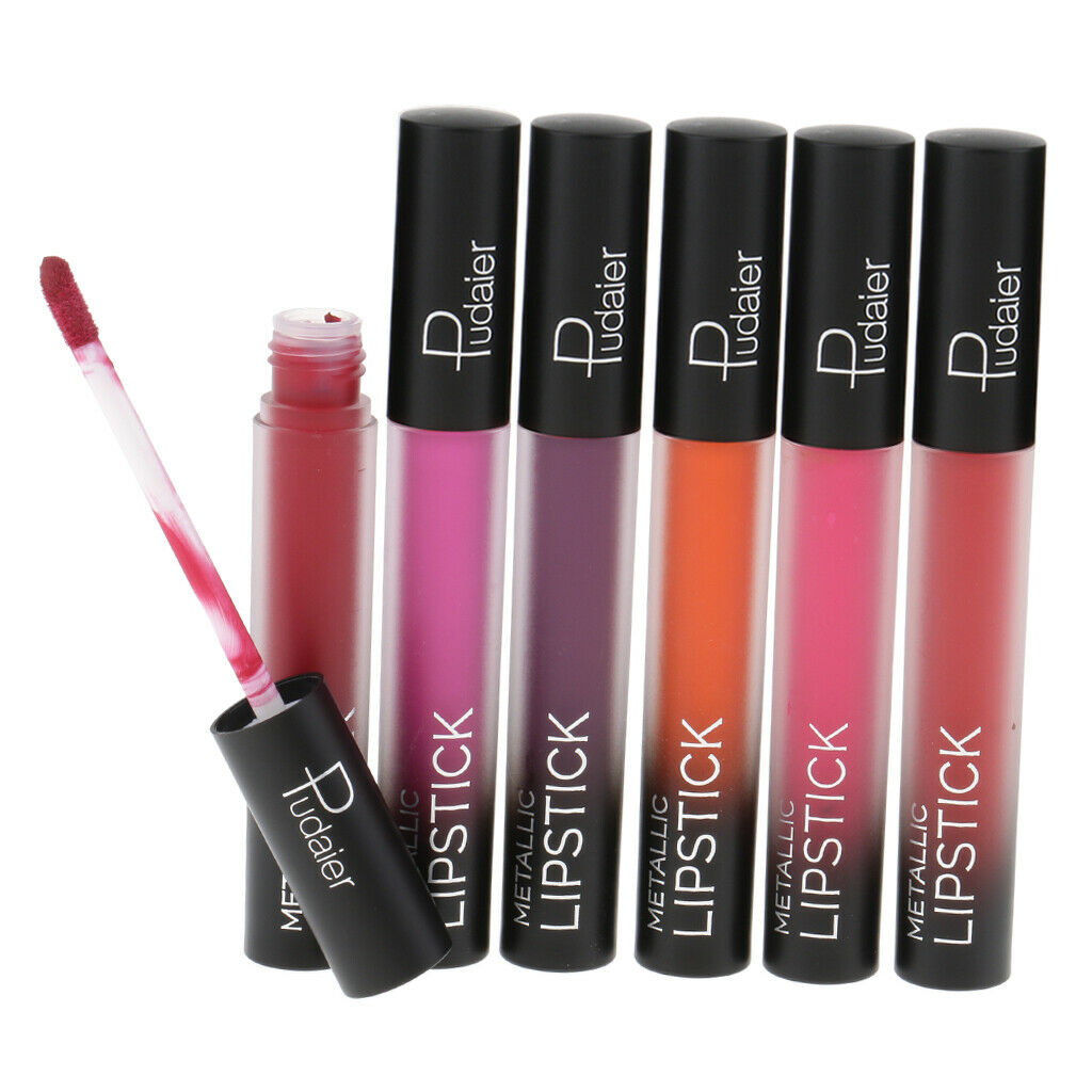 6 Color Beauty Liquid Lipstick Matte Shimmer Lip Gloss Waterproof Makeup 13-18