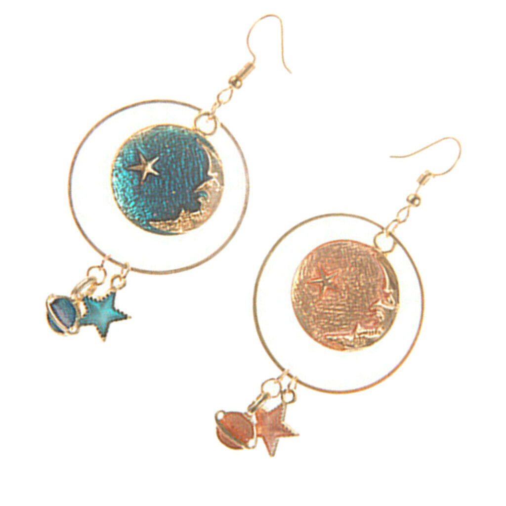 Enamel Cartoon Dangle Earrings Wedding Party Studs Star Moon Women Jewelry