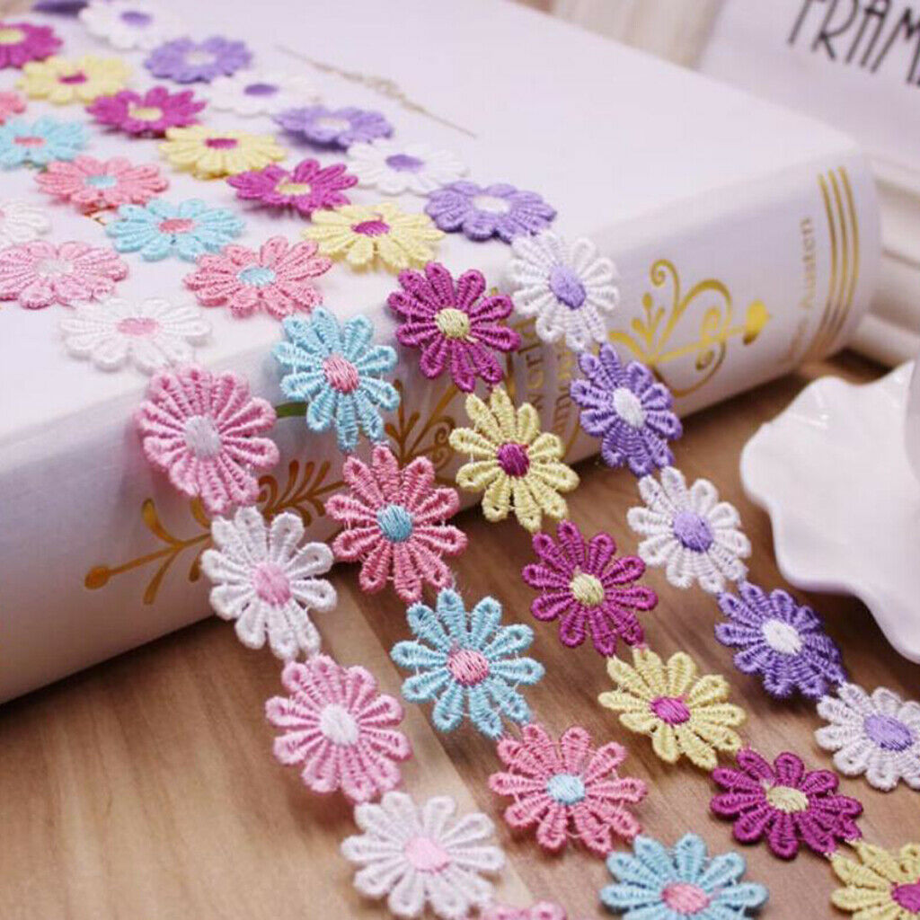 6 Yard Daisy Lace Trim Crochet Flower Ribbon Sewing Dressmaking Edging 25mm