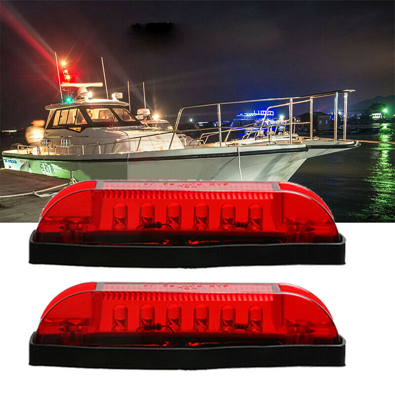 2pcs 4" Boat Navigation 6 LED Lighting RED Waterproof Marine Utility Strip Bar