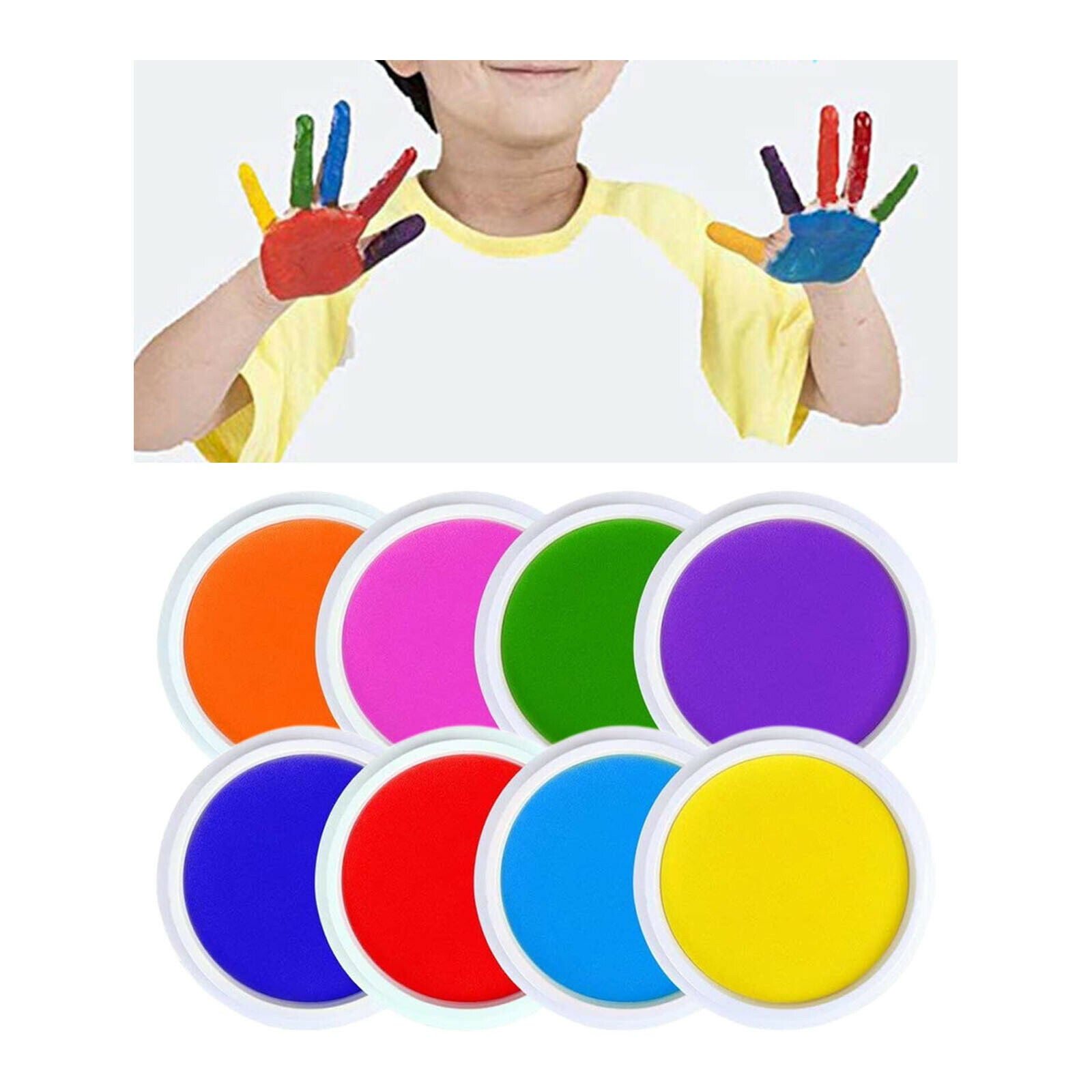 Round Ink Pads Non Toxic DIY Set of 8 Vivid for Rubber Stamps Gift Teachers