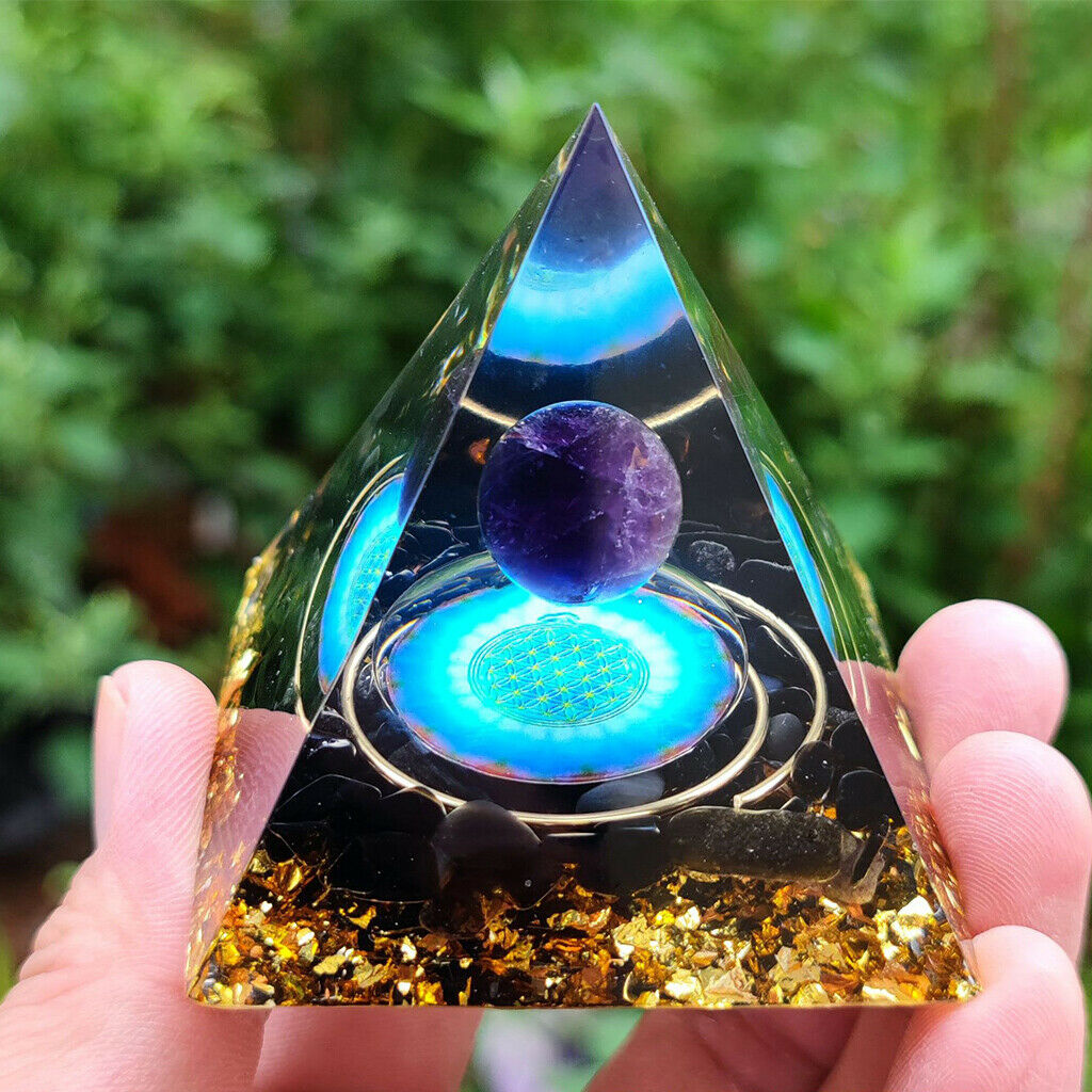 Natural Decorative Handmade Amethyst Pyramid Crystal Sphere Home Ornament