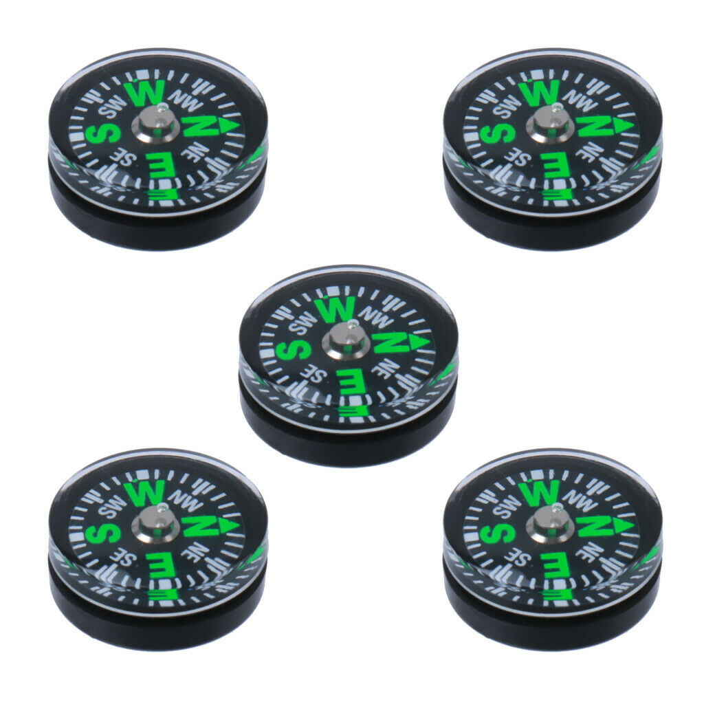 5pcs 15mm Pocket Survival Liquid Filled Button Compass Camping Hiking Gear