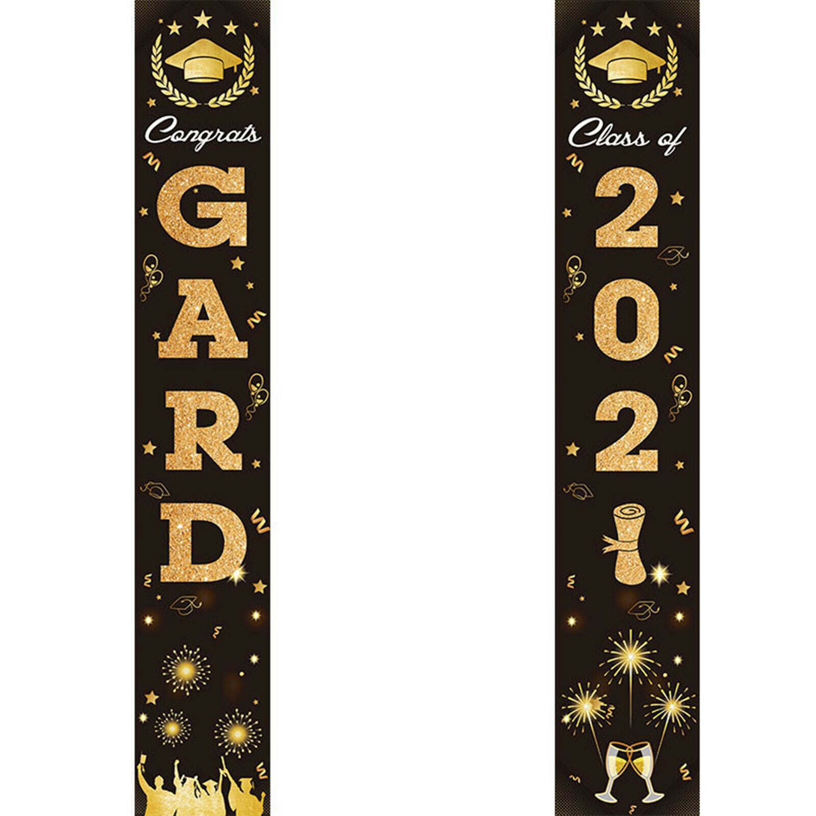 1 Pair Class of 2021 Congrats Grad Porch Banners for Any Schools or Grades