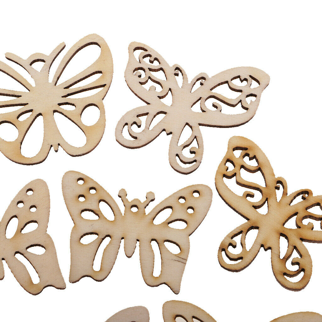 10x DIY Craft Card Making Scrapbooking Natural Wooden Butterfly Decorations