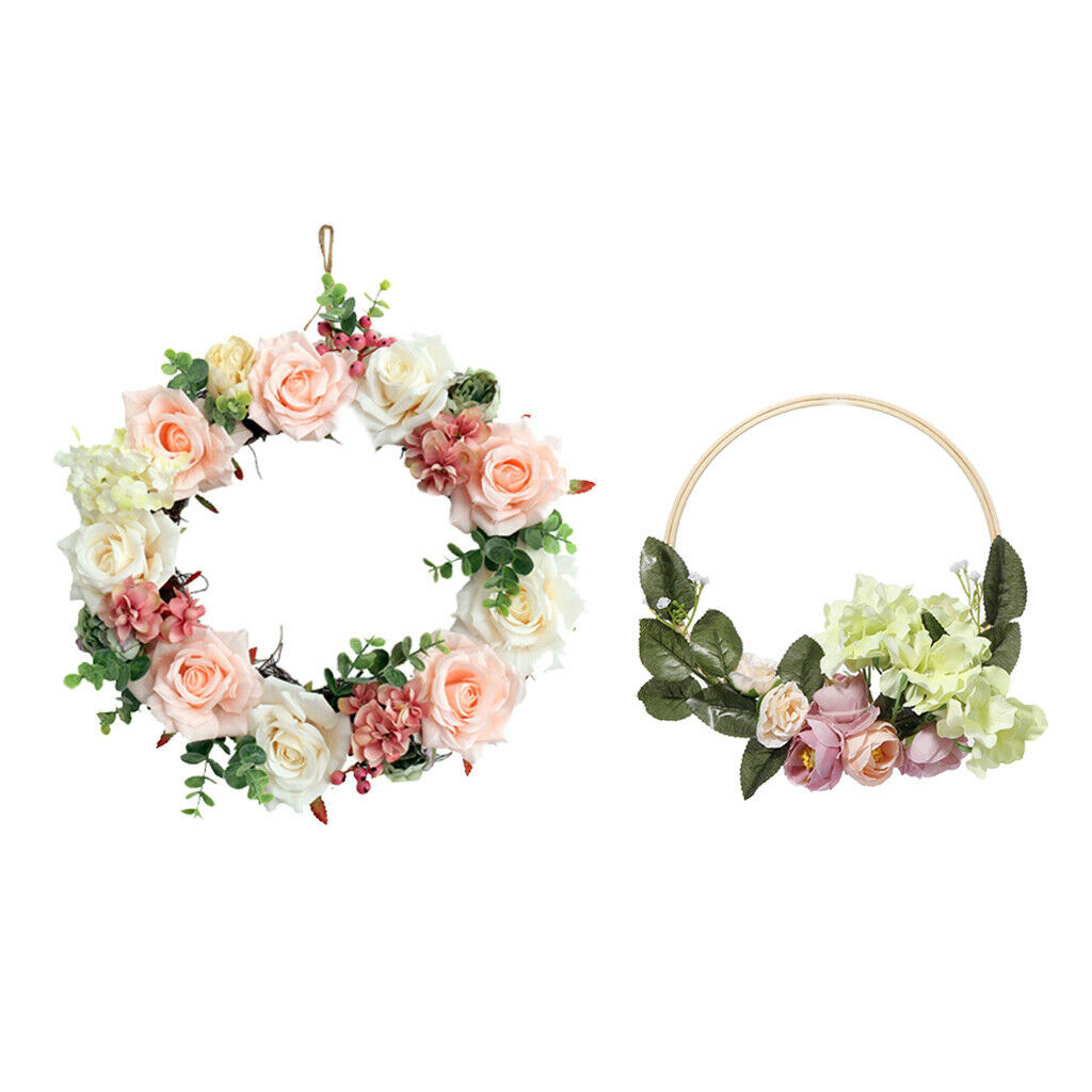 Pack of 2 Realistic Front Door Wreath Garland Garland Wedding 8''/15'' Pink