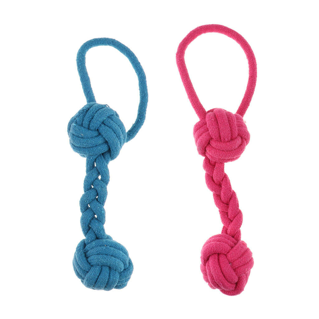 2Pcs Pet Puppy Dog Cotton Rope Chew Toys for Teeth Cleaning Knot Rope S