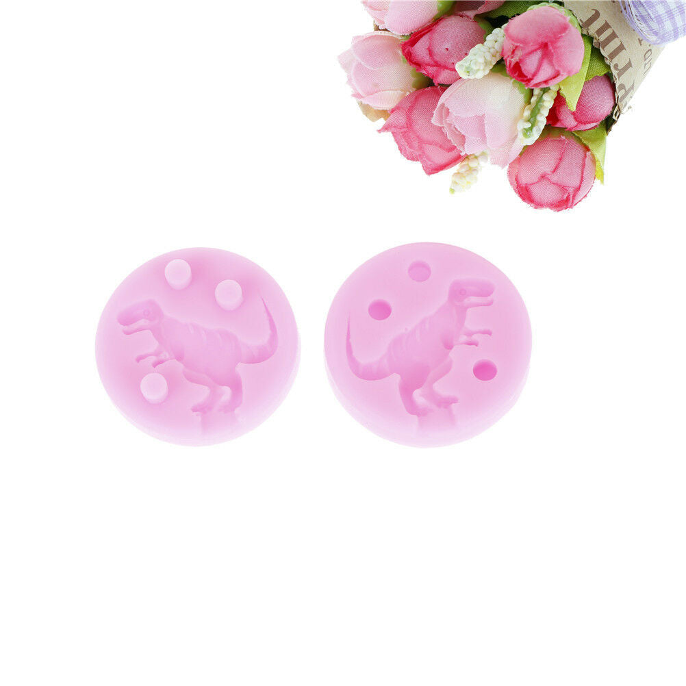 2pcs dinosaurs silicone fondant cake decor chocolate baking sugarcraft mold SJ
