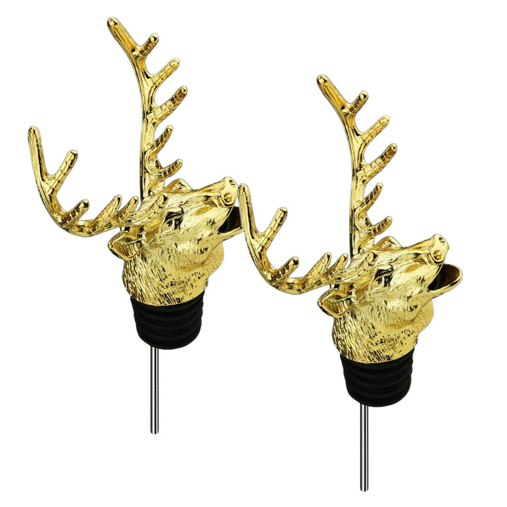 2 Pieces Metal Golden Creative Wine Bottle Caps Aerators Pourer Stopper Bar