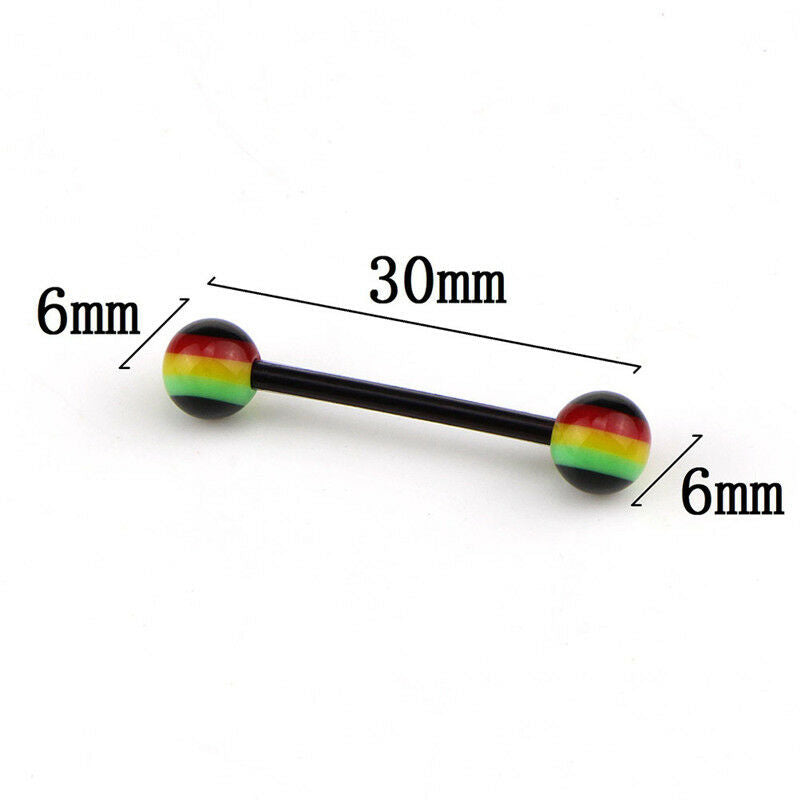 20x Multicolor Stud Tounge Rings Bar  Barbell Body Piercing  Jewelry Spiri.l8