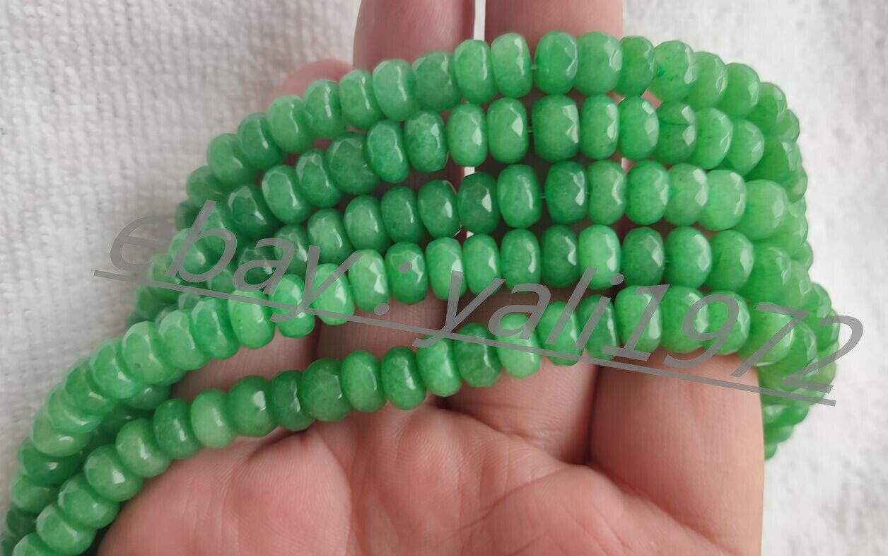 2 Strand Natural 5X8mm Faceted Green Emerald Gems Loose Beads 15"
