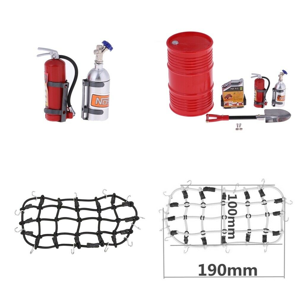 1/10 RC Rock Crawler Decor Fire Extinguisher Set W/ Luggage Net for RC Car
