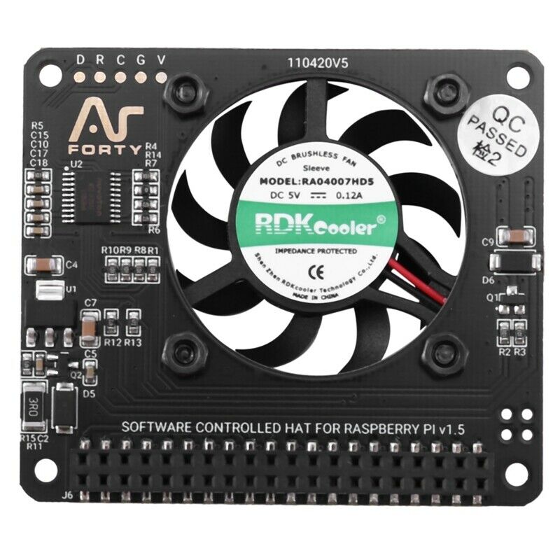 Argon Fan HAT for Raspberry Pi 4/ 3 Cooling Fan with Software Adjustable SpeF4T2