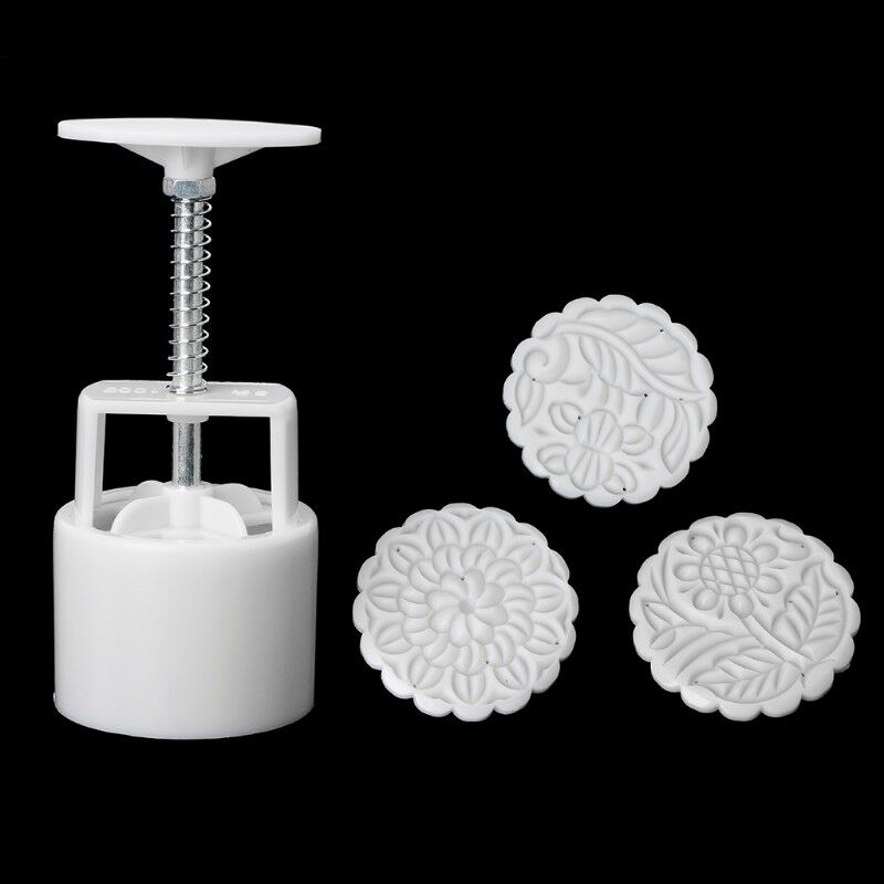4 Sets Mooncake Moon Cake Decor Round Pastry Biscuit Mold Mould Flower DIY Tool