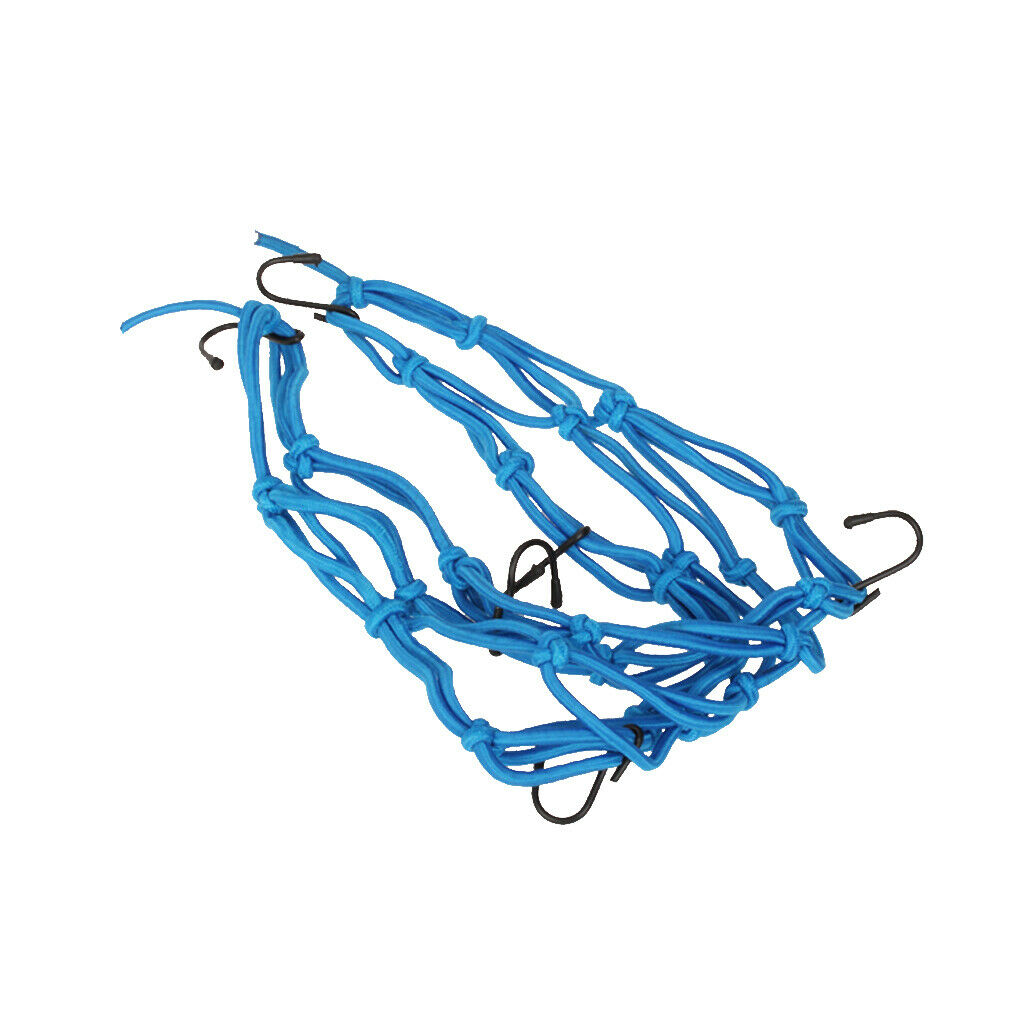 Royal Blue Bungee Motorcycle Helmet Cargo Net 6 Hooks Luggage Package Cargo Net