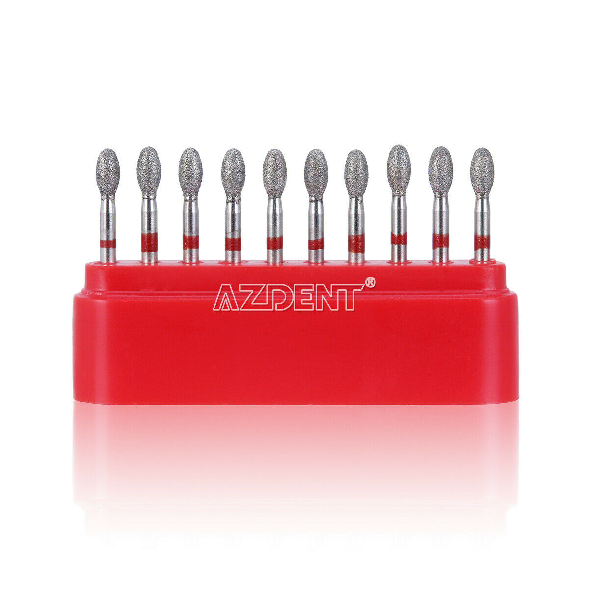 10pcs/Box AZDENT Dental Diamond Burs Football #379-023F Fine Red