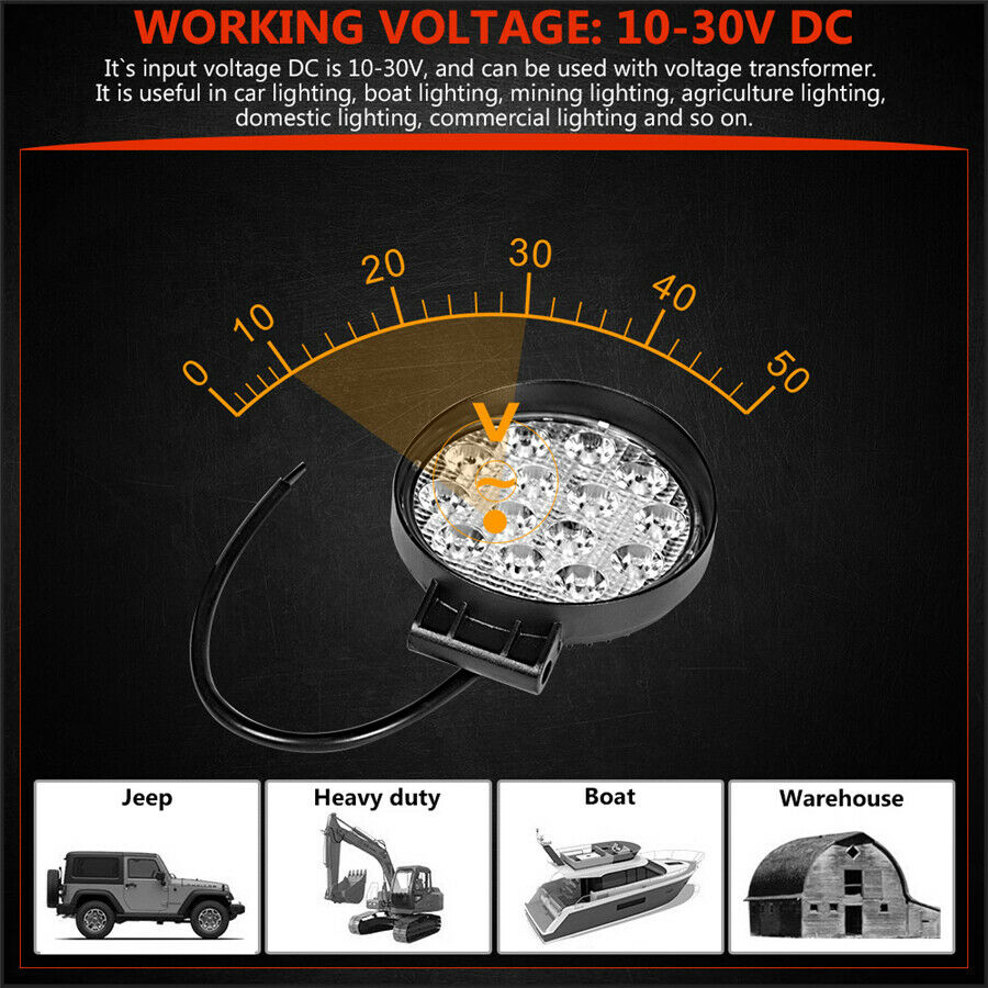 1Pc 4.5 INCH 70W LED Round Work Light Spot Driving Head Light Fog Lamp SUV