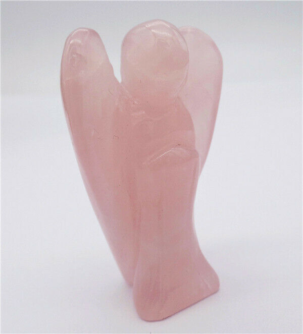 51x30x19mm Natural Rose Quartz Carved Angel Statue Healing Decoration HH8109
