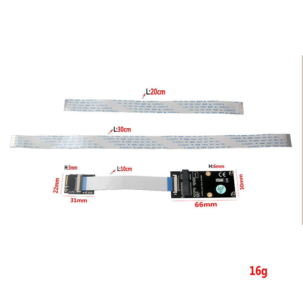 M.2 key A/E/A+E to Mini PCI-E Adapter with FFC Cable Case
