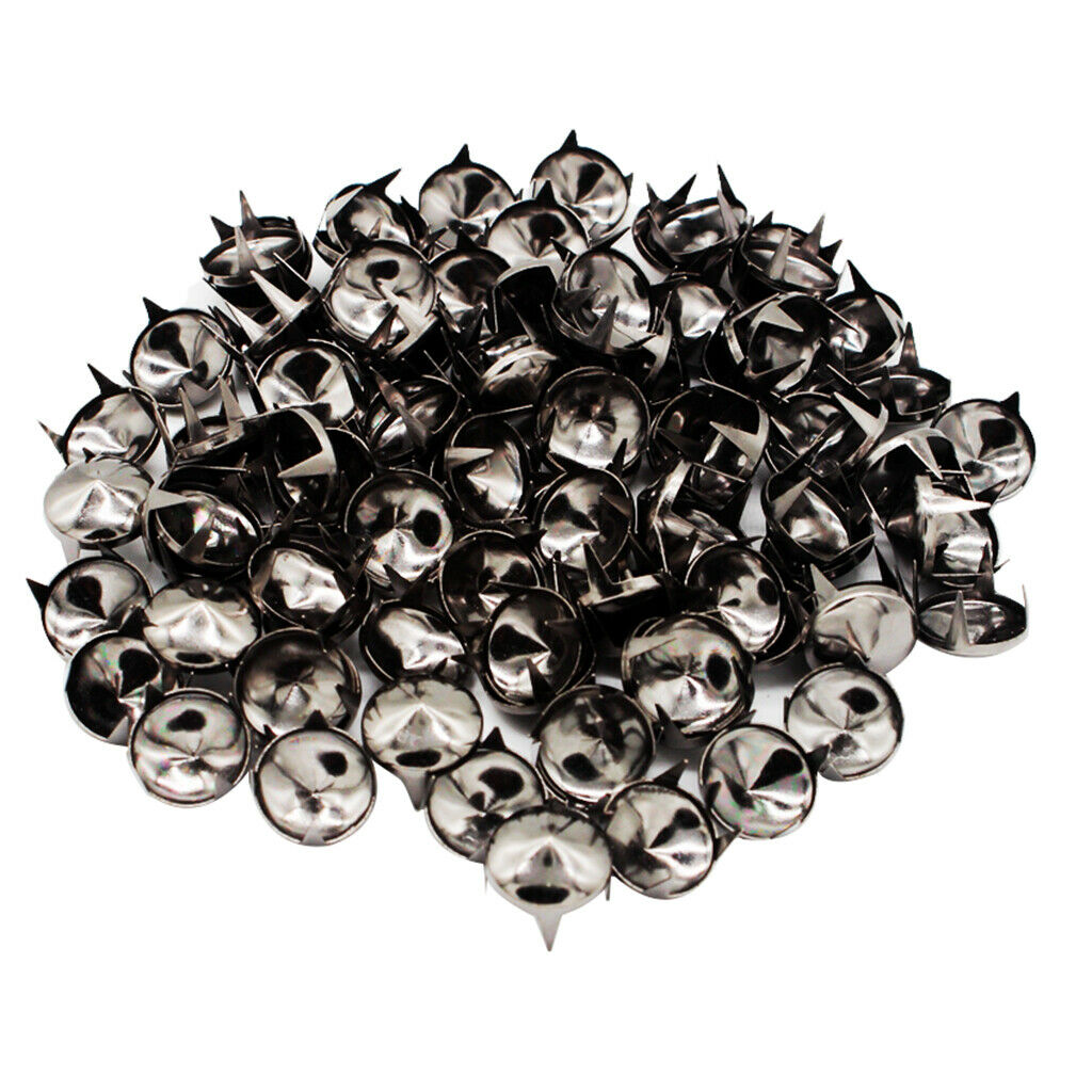 100 Pcs Black Metal Cone Rivets Claw Tooth Studs For Bags Clothes