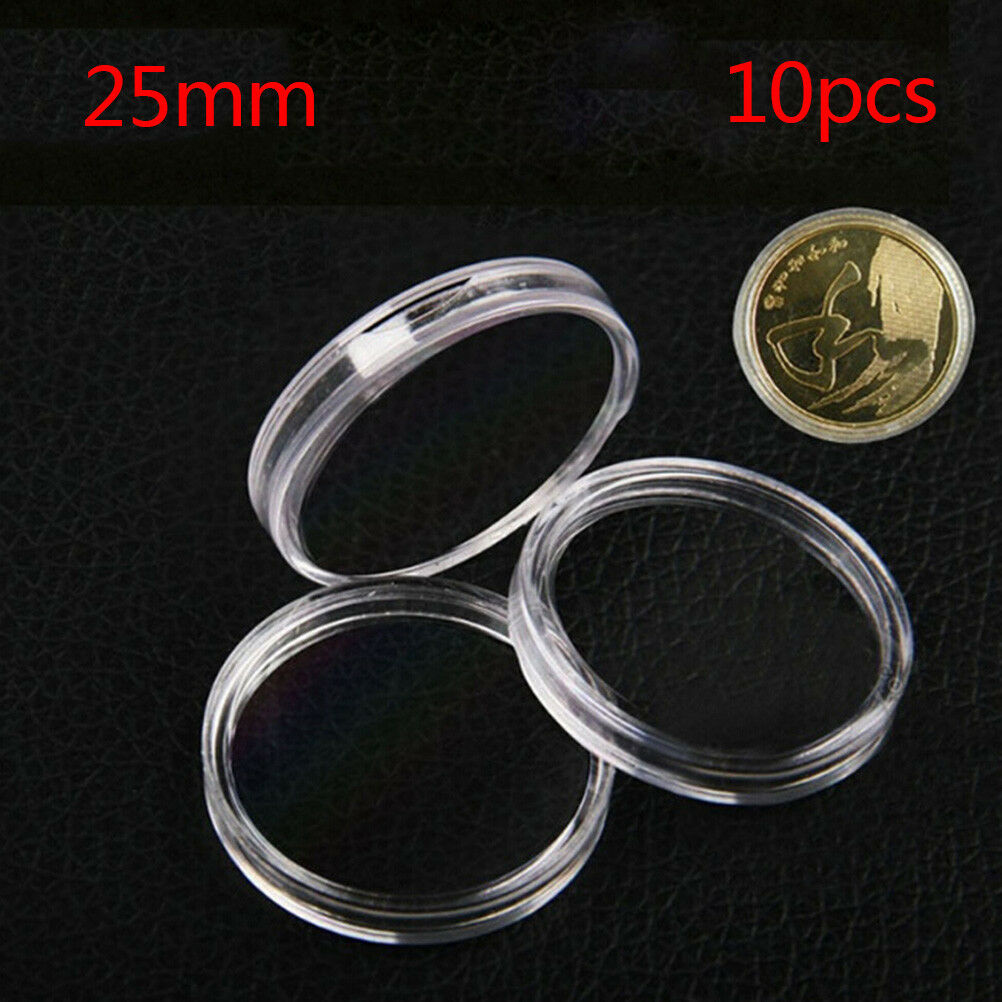 10Pcs 25mm Applied Clear Round Cases Coin Storage Boxes Capsules Holde.l8