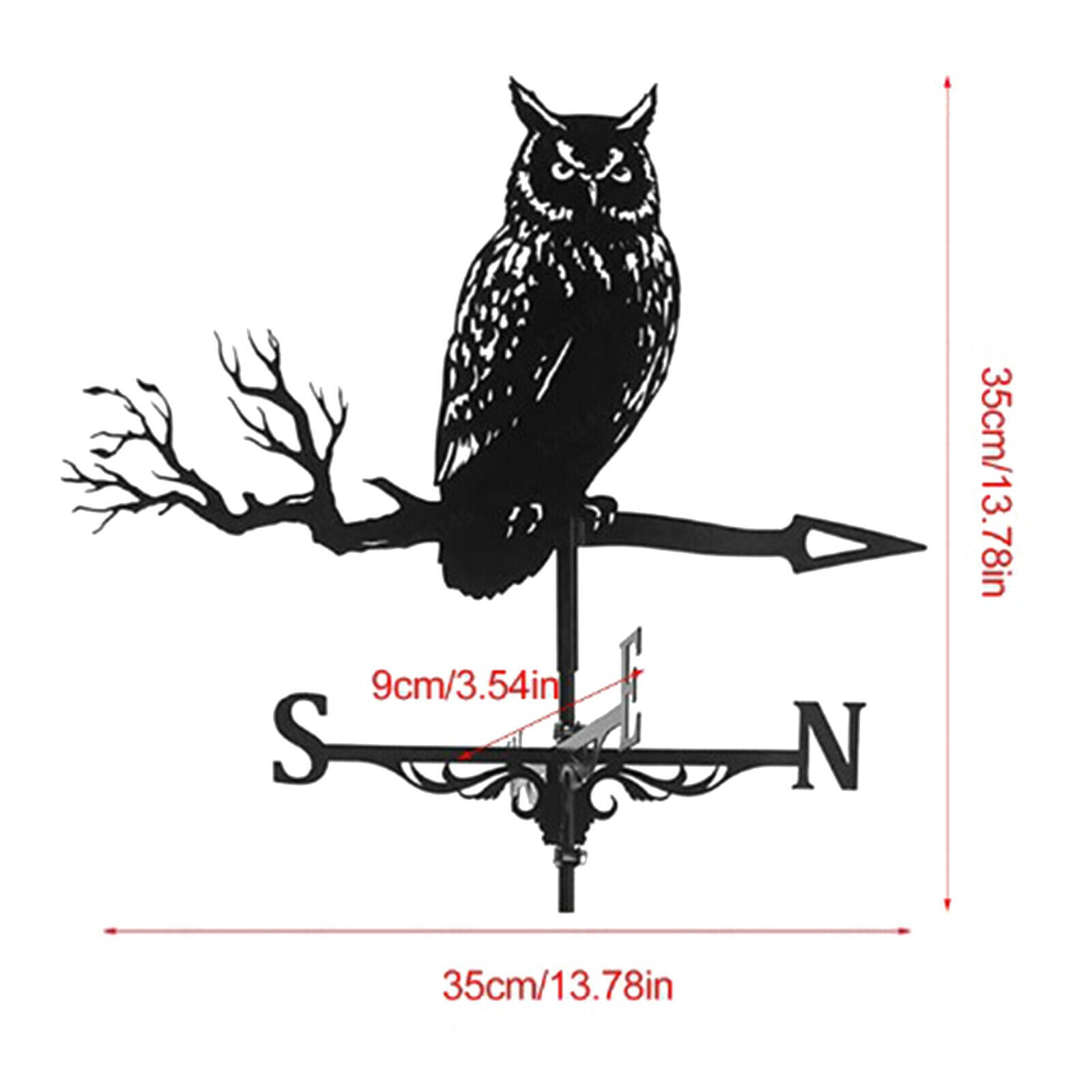 Metal Black Owl Weathervane Weather Vane Garden Farm Stake Crafts Ornament