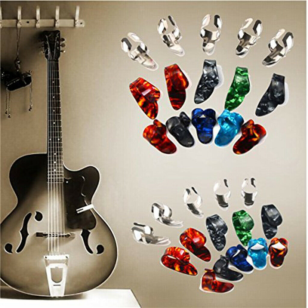 15pcs Stainless Steel Celluloid Thumb Finger Guitar Picks
