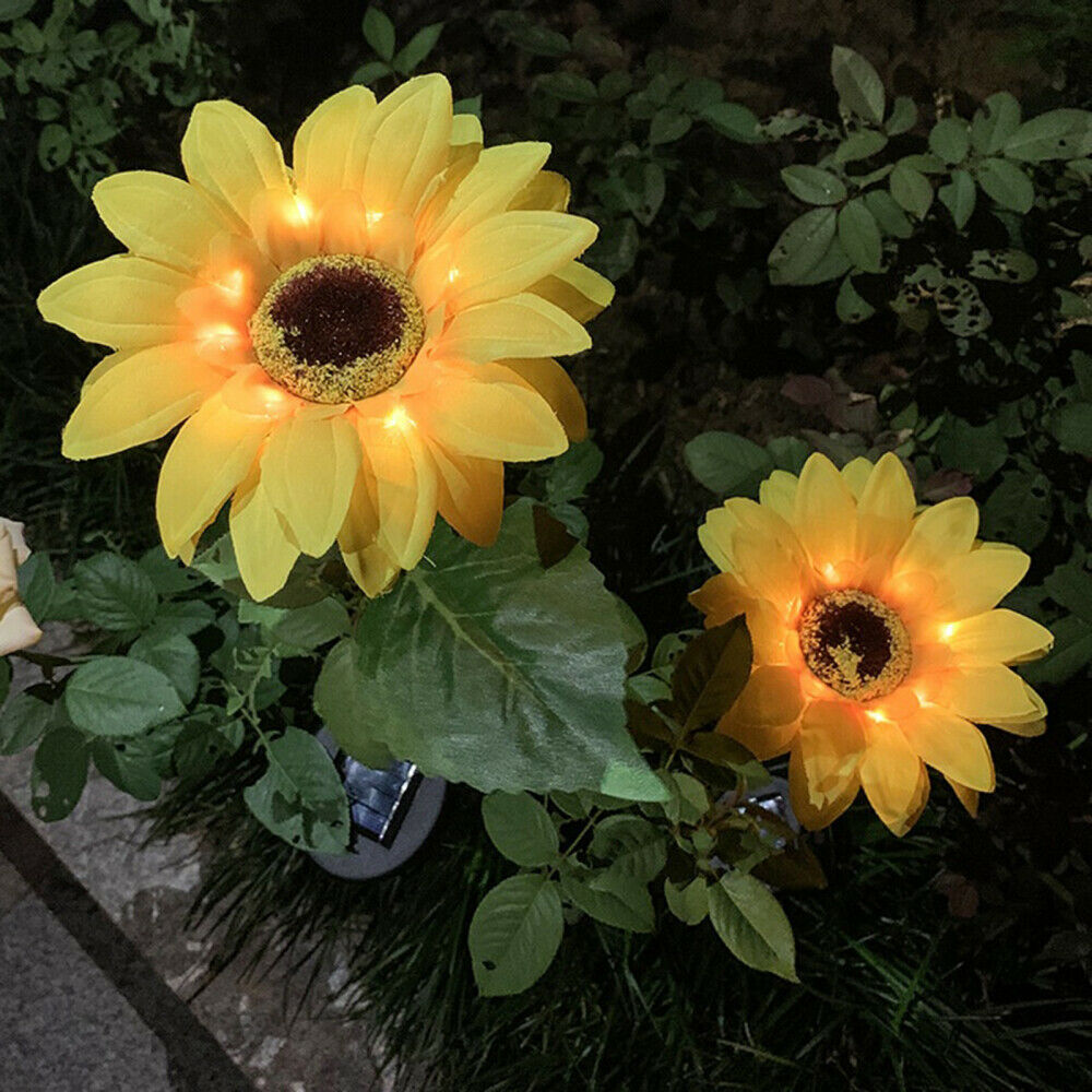 2Pack Outdoor Solar Sunflower Garden Stake Lights LED Landscape Decorative Light